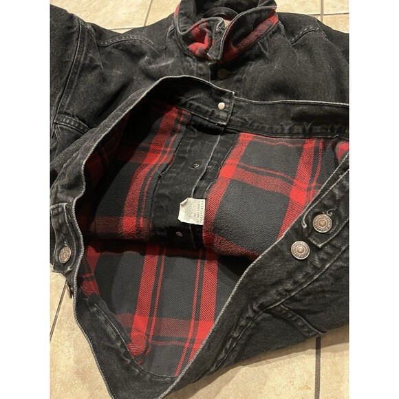Levis Vintage Jacket Large Black Type 3 Denim 70427 Flannel Lined 1990s Rare - Picture 4 of 8